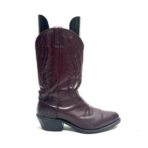 Vintage 1980s men’s oxblood leather western style mid calf cowboy boots